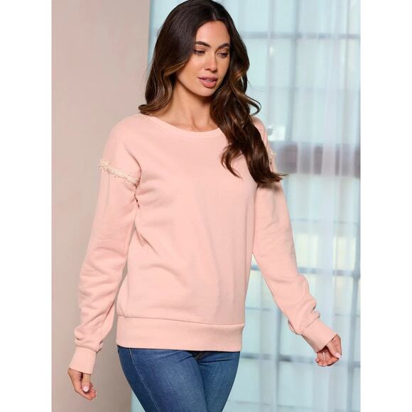 Hem and Thread Pink Sweater with Arm Detail Small - Picture 2 of 4